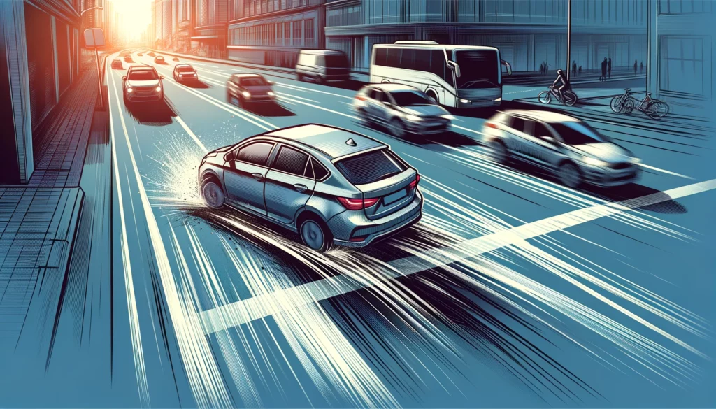 Car swerving on road, careless driving defense by Nikbakht Law.